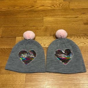 Two girls sequin flip beanie hats OS